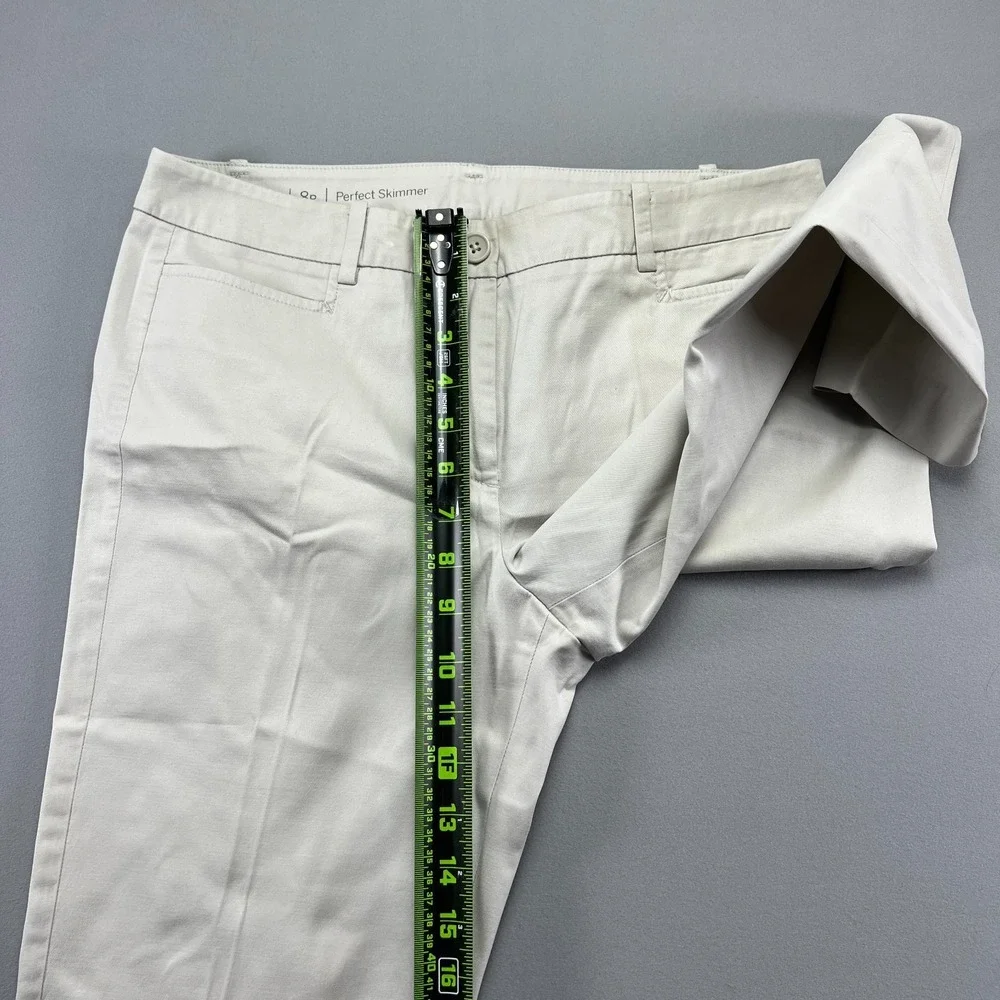 Talbots Perfect Skimmer Pants Womens 8 Petite White Cotton Stretch Side Slit